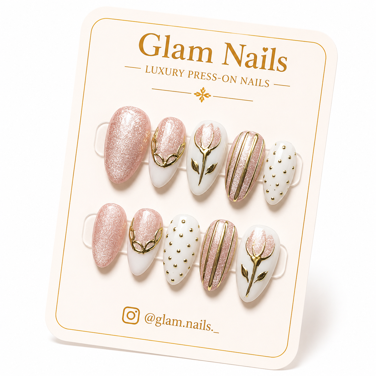 Pearl White & Blush Floral with Gold