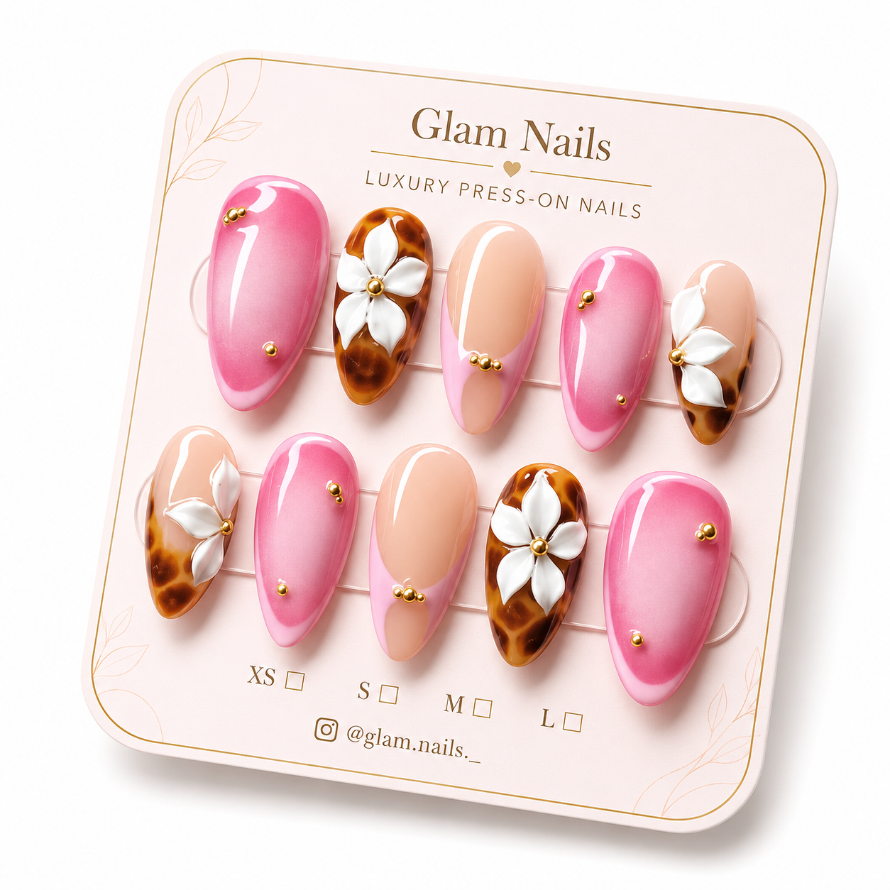 Rosé Tortoise Bloom Press-On Nails